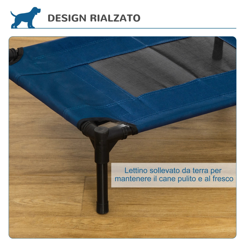 Lettino per Cani Rialzato ¨C Zephmum ¨C Blu Scuro e Nero Acciaio e Tessuto 61x46x18 cm