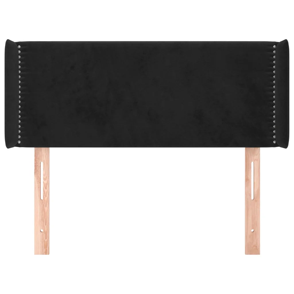 Testiera ad Orecchio-Testata con Orecchie Nera 103x16x78/88 cm in Velluto 108981
