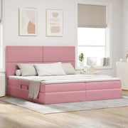 Letto con contenitore e materasso Rosa 200 x 200 cm Velluto 3371996