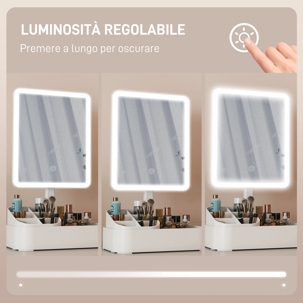 Specchio da Trucco con Luce LED ¨C Xylo ¨C Rotazione 180¡ã Bianco