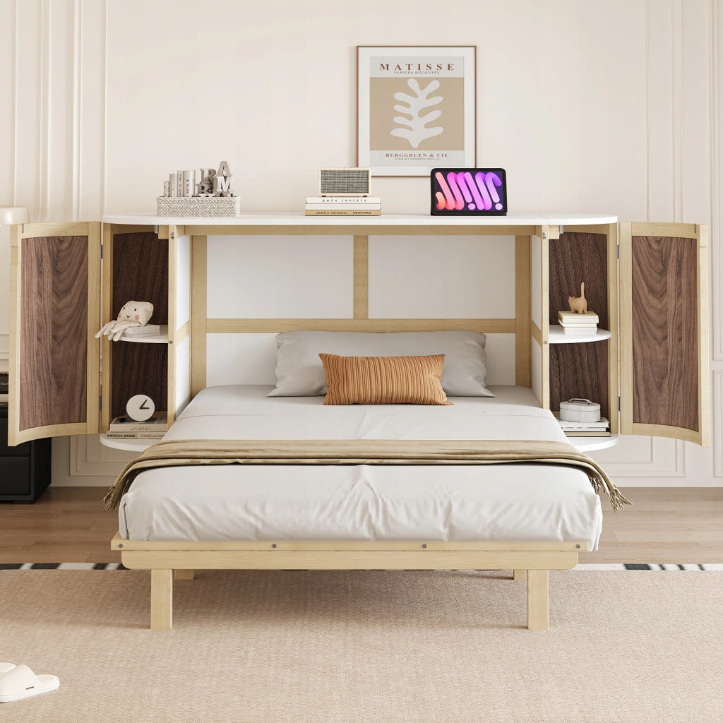 Letto armadio in rattan - Xylo - 140x200 cm