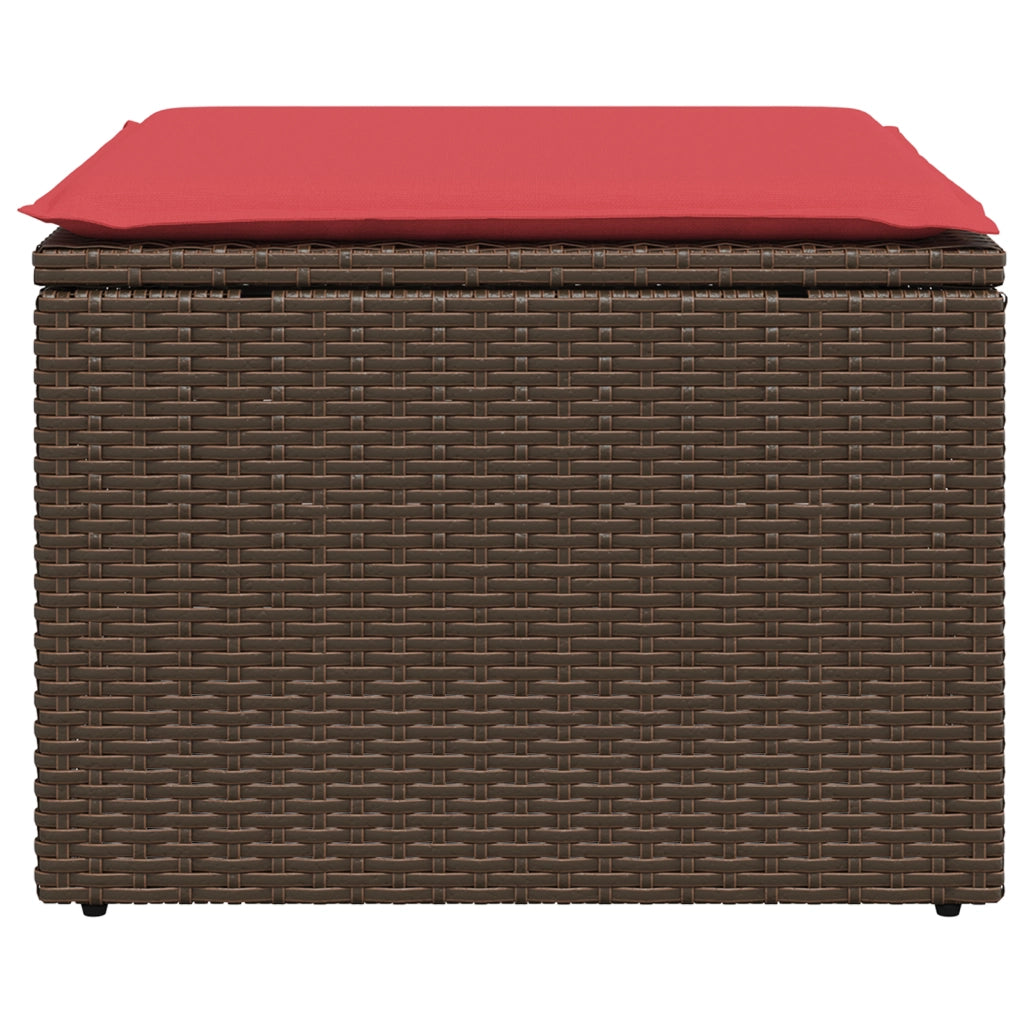 Sgabello da giardino con cuscino marrone 55x55x37 cm in polyrattan 366229