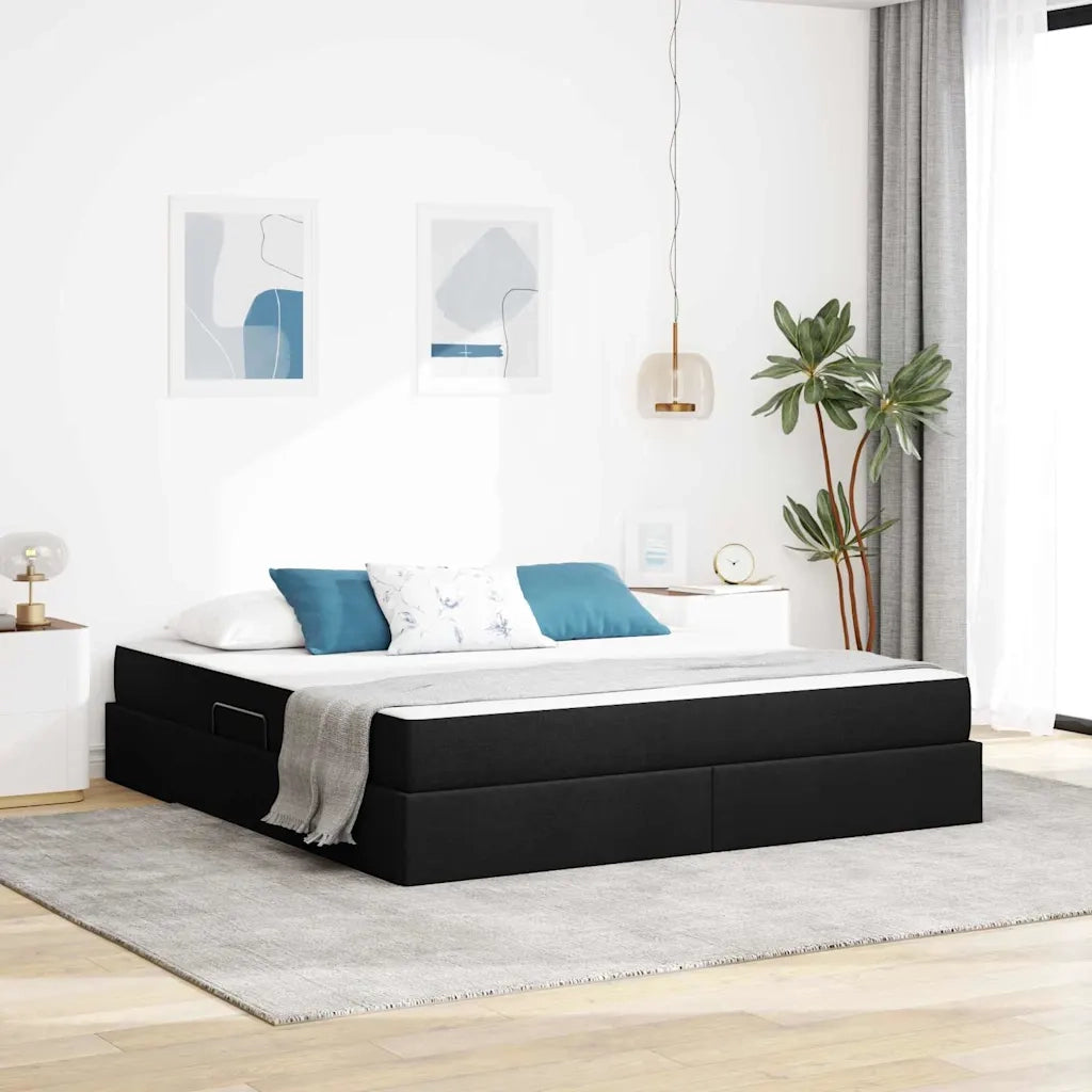 Letto con contenitore e materasso Nero 180 x 200 cm Poliestere 3399678