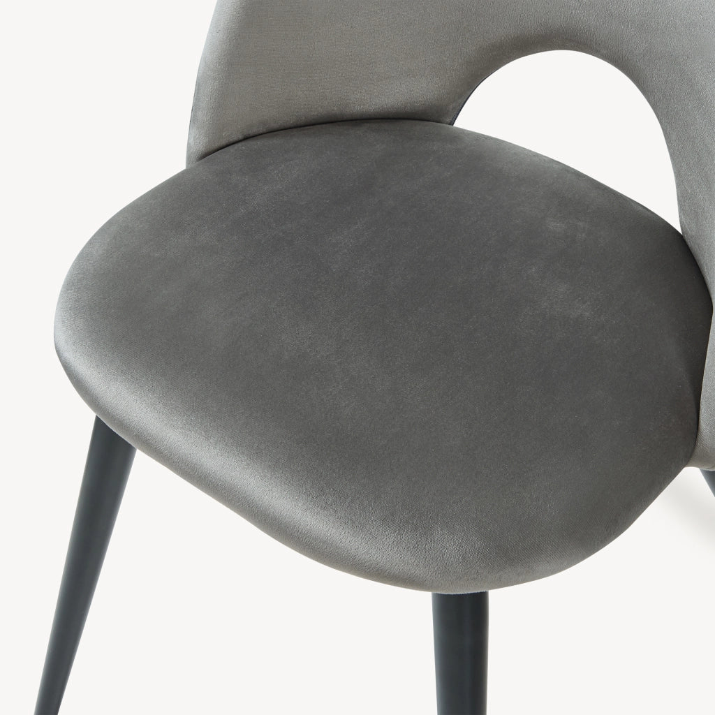 Set Karijoki di 6 Sedie Imbottite da Sala Pranzo Effetto Velluto - Grigio / Nero [en.casa]