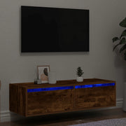 Mobile Porta TV con Luci LED-Mobile per TV-Credenza TV Rovere Fumo 100X35,5x25 cm