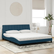 Letto con Materasso Hanko Blu 180x200 cm in Velluto