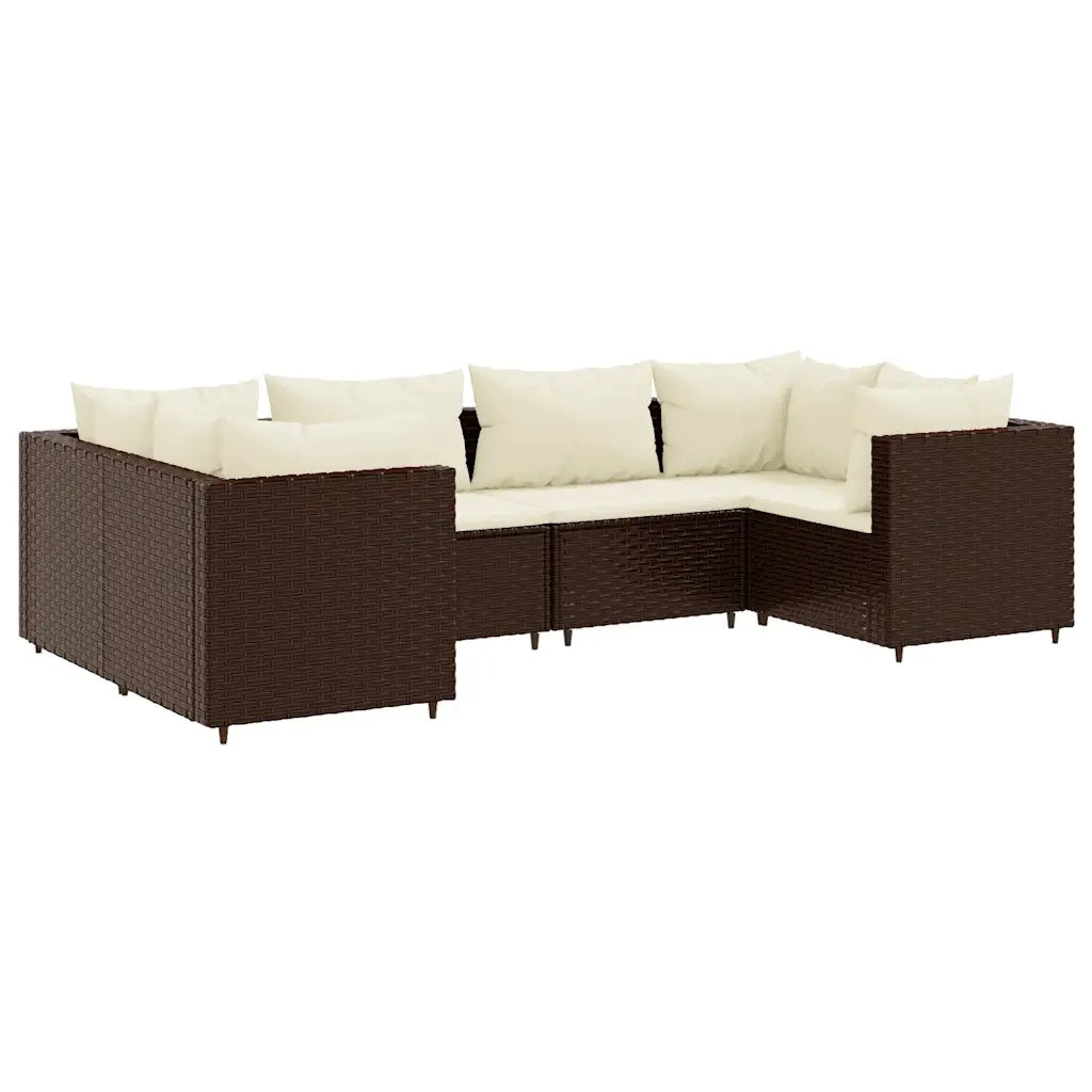 Set Mobili da Giardino 6pz con Cuscini in Polyrattan Marrone 3308249