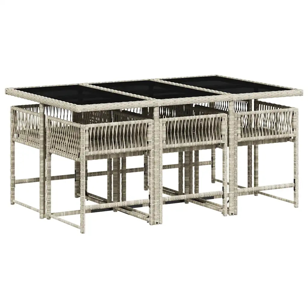 Set da Pranzo da Giardino 7 pz Cuscini Polyrattan Grigio Chiaro 3211451