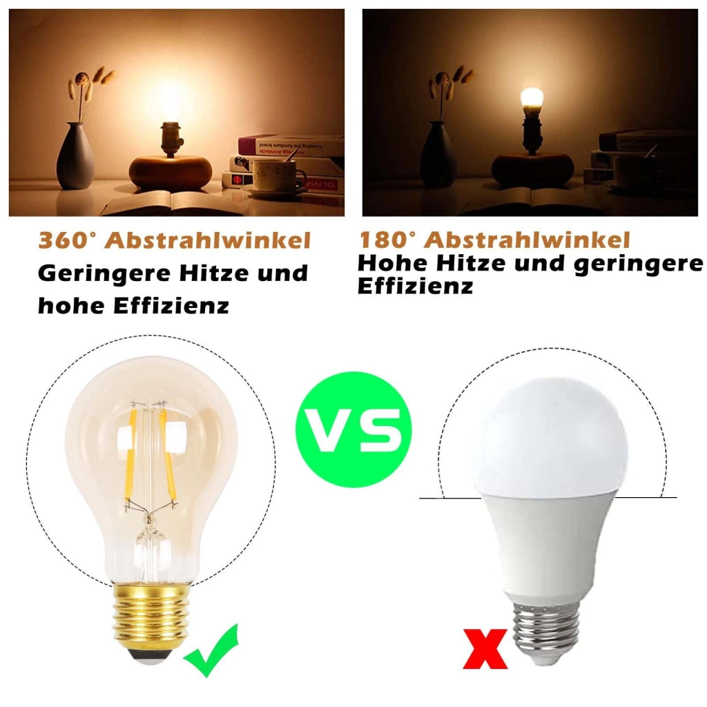 ZMH Bombilla LED A60 Bombilla Edison Vintage 2700K Dormitorio