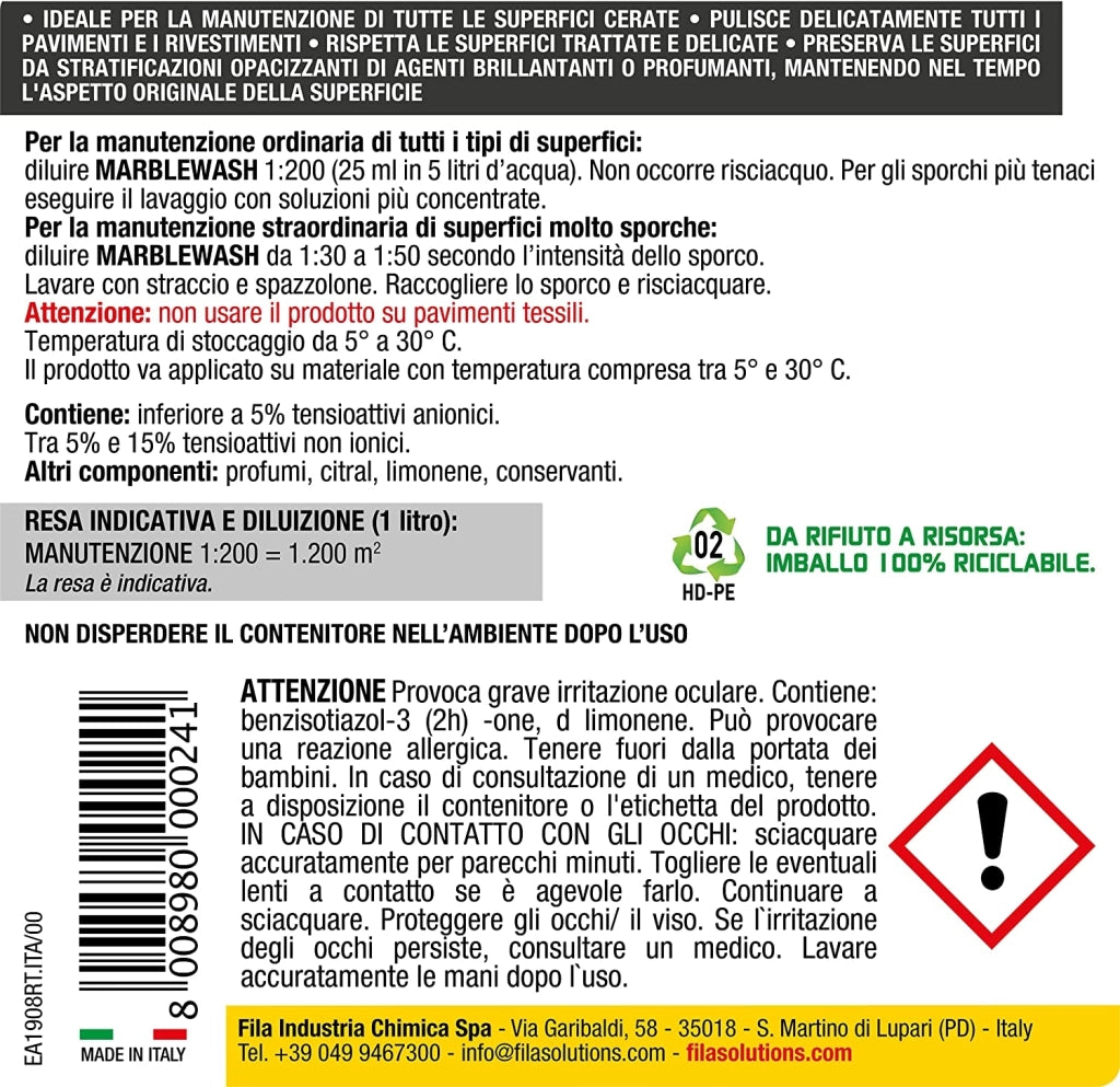 Detergente per marmo Marblewash FILA 1lt