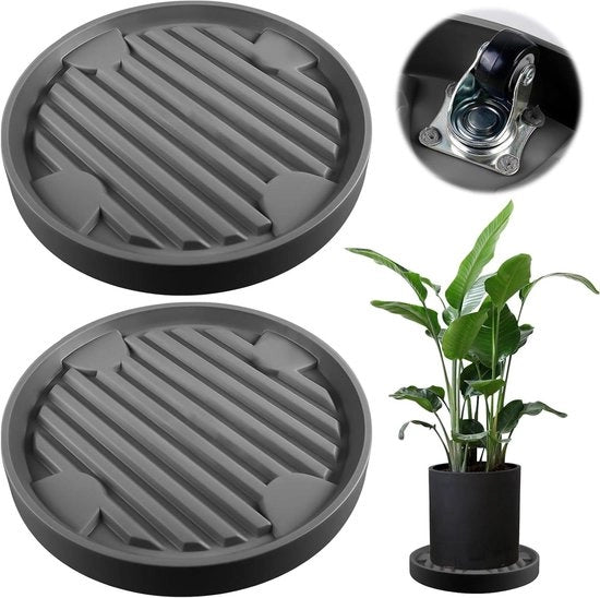 Rotolatore per piante con ruote girevoli 360 gradi, cerchio, diametro 31 x 31 cm, tavola rotolante per piante all'aperto, vaso per fiori (grigio)