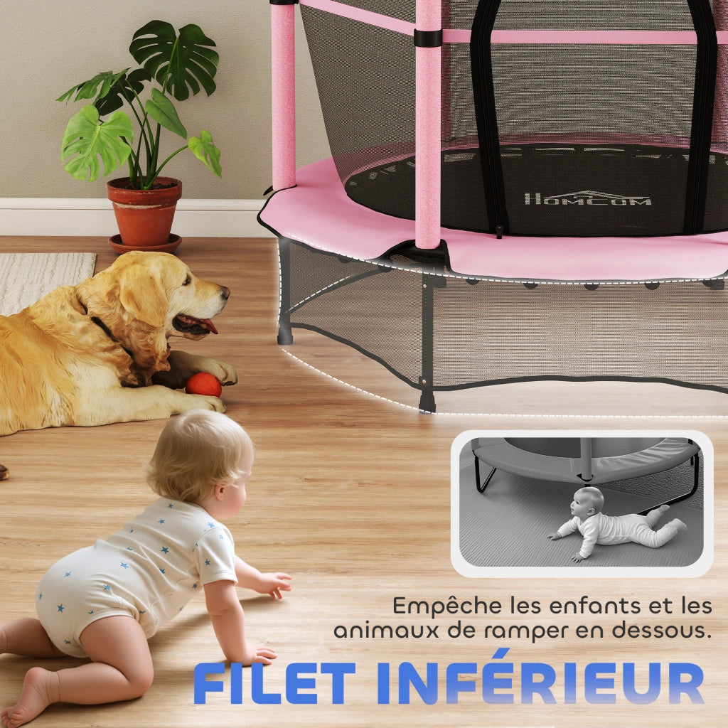 Trampolino bambini con rete sicurezza ? 1,40 m ¨C Xylo ¨C rosa