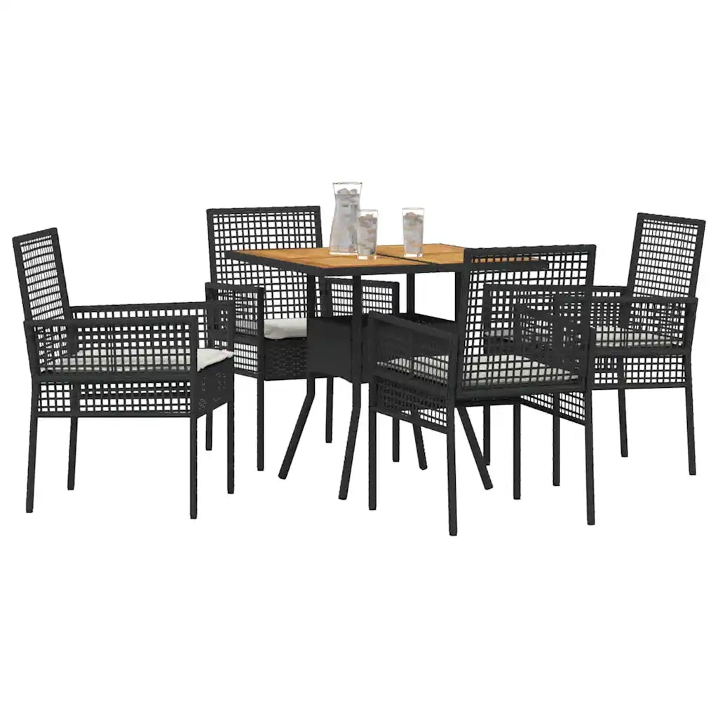 Set da Pranzo per Giardino 5 pcs Nero polyrattan 3334936