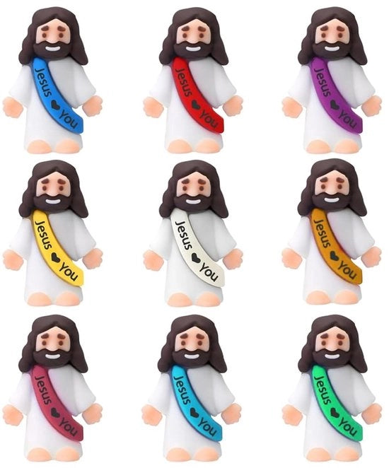 Mini figure religiose 9 pezzi - Giocattoli religiosi - Feste religiose - Scuola domenicale - Attività manuali - Regali battesimale (3 x 1,5 x 3,5 cm)
