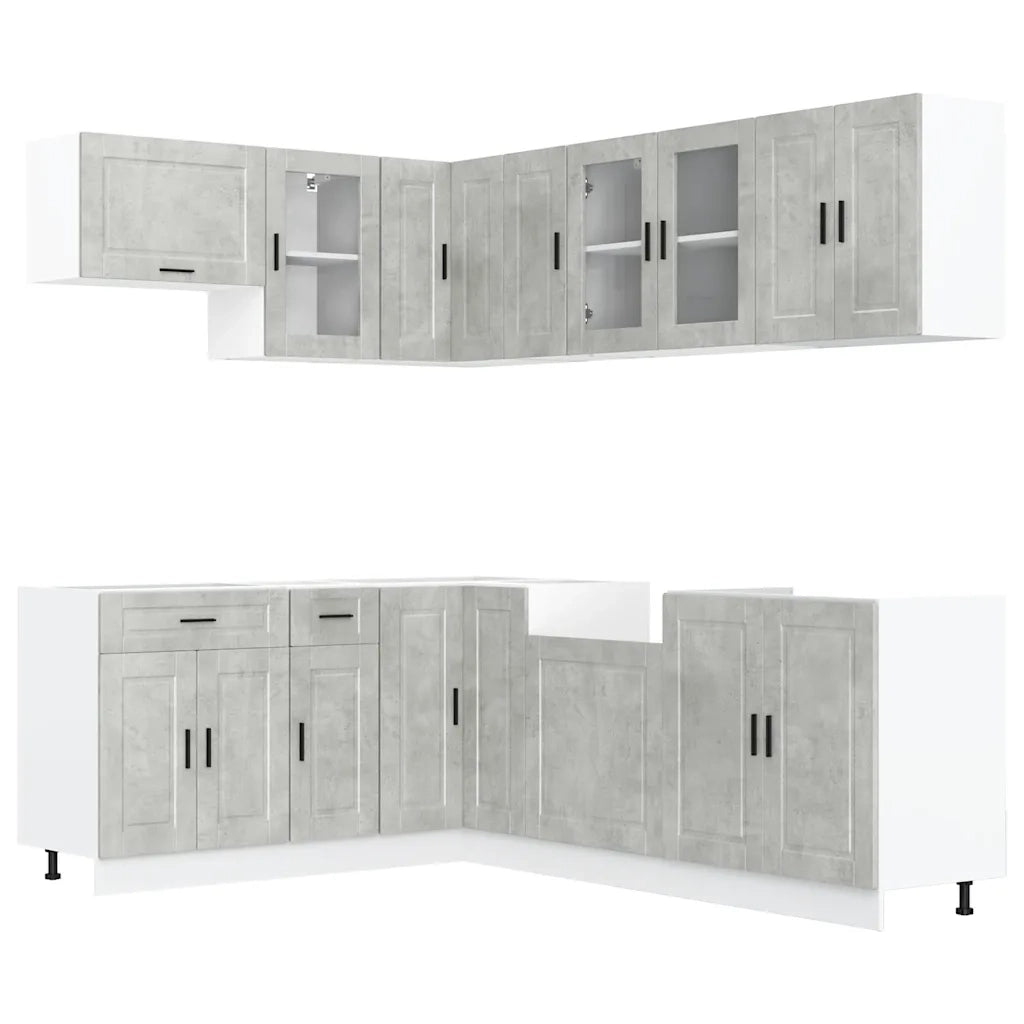 Set Mobili da Cucina 11 pz Porto Grigio Cemento in Truciolato 3314905