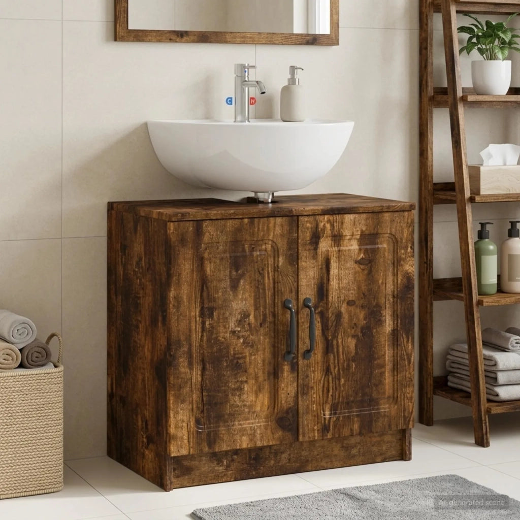 Armadio per Lavabo da Bagno UTRECHT Rovere Fumo 897670