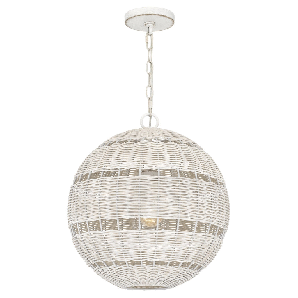 Lampada sospesa esterna rattan bianco ant. E27 IP44