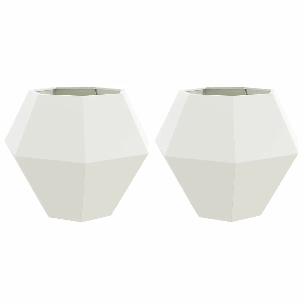 Fioriera 2 pcs Bianco 100 x 100 x 80 cm Acciaio