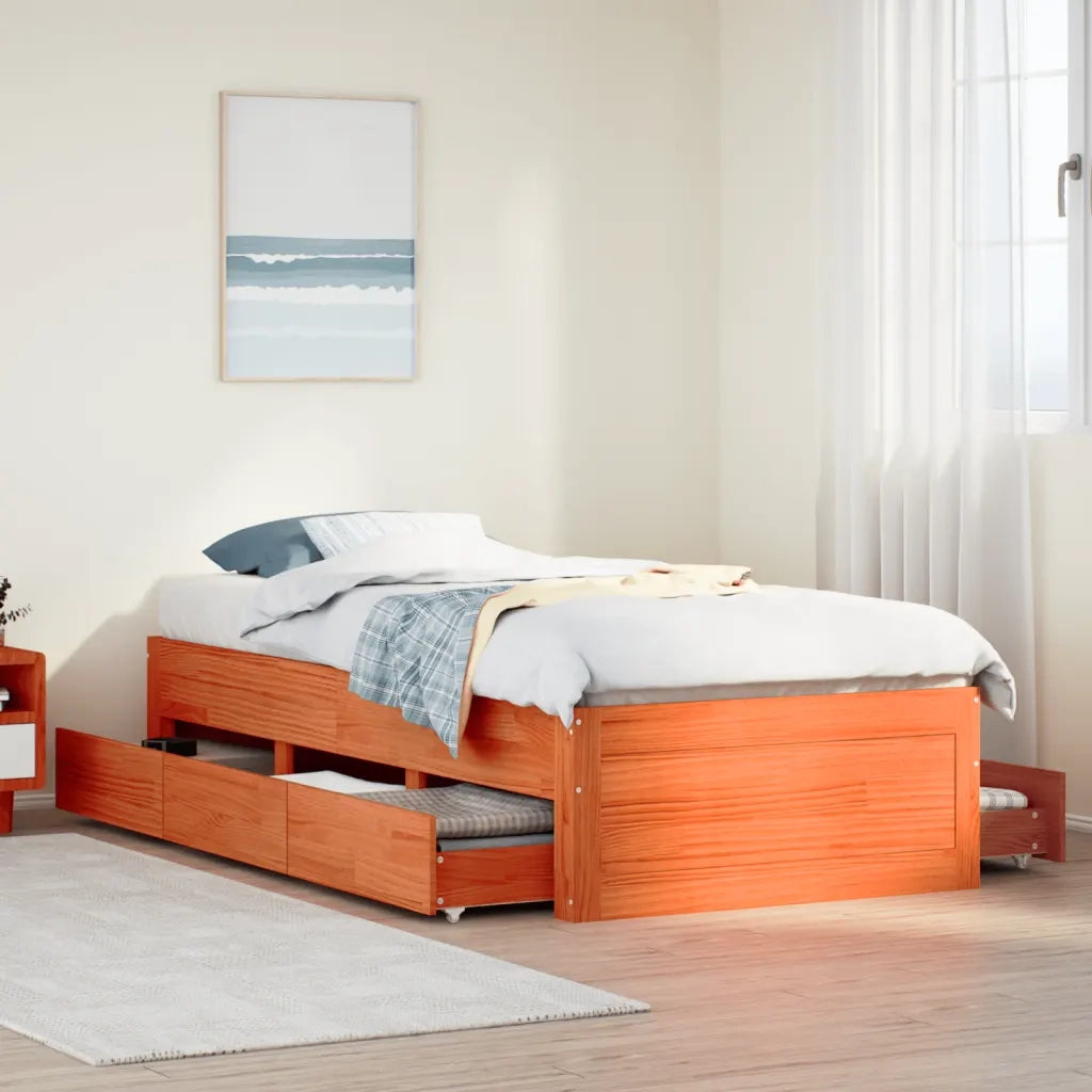Giroletto senza Materasso con Cassetti Marrone Cera 90x190 cm 3308827
