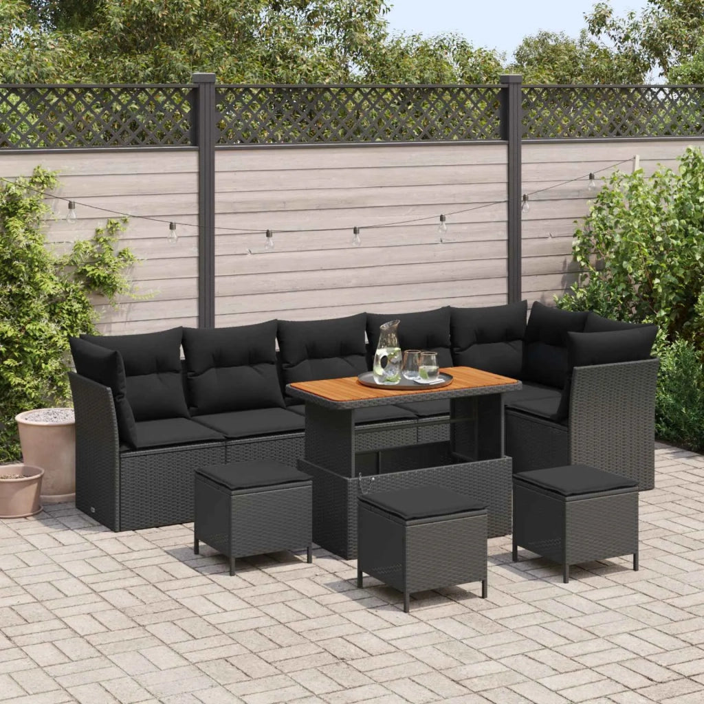 Set Divano da Giardino 10 pcs Nero polyrattan 3361509