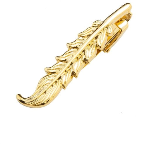 Set per due pezzi per uomo - Gessato a cera d'oro e acciaio inossidabile & lega di rame, Stropdasklemmen stile per matrimoni e eventi aziendali (Goud)