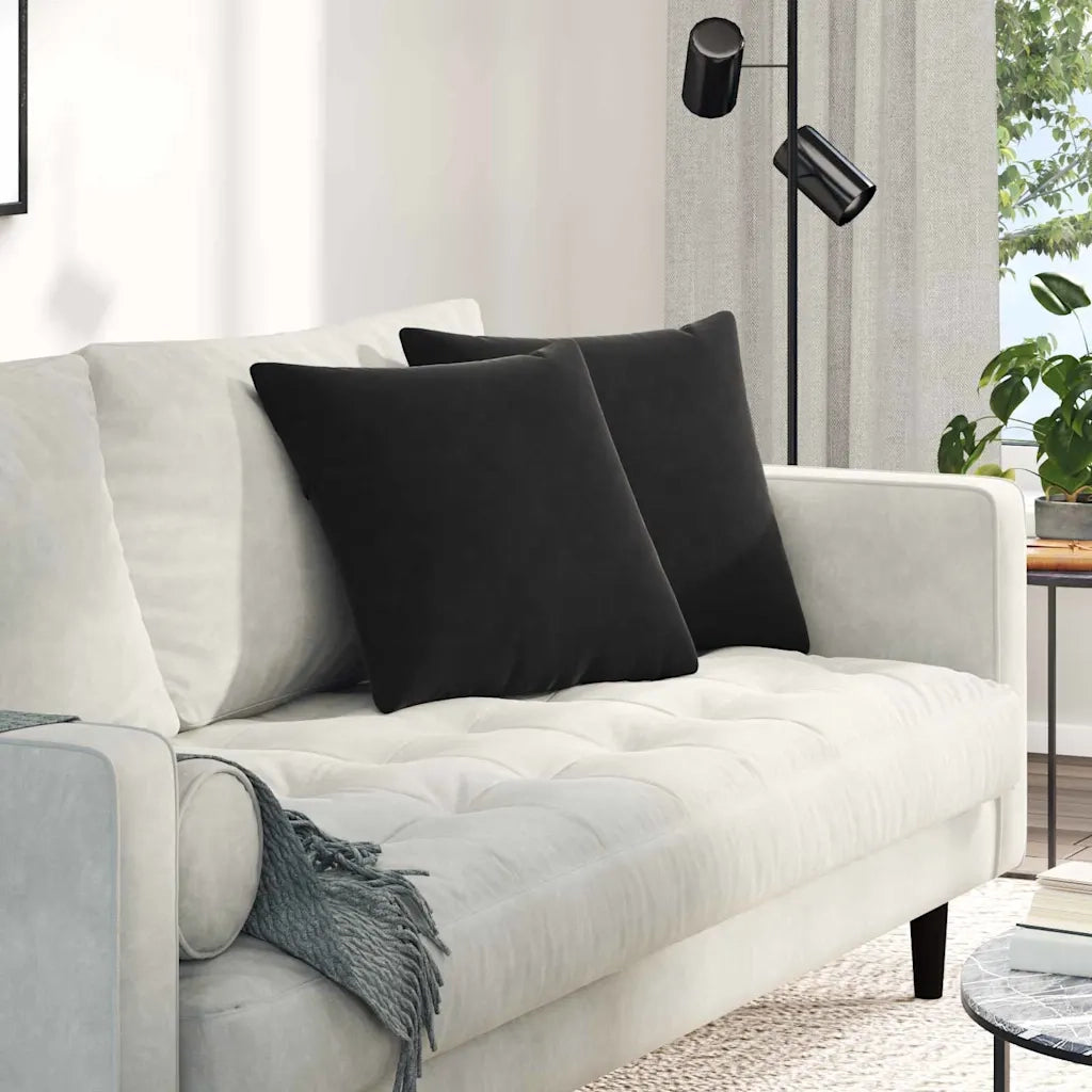 Cuscini da Divano 2 pz-Set di 2 Cuscini per Sofa Nero 45 x 45 cm Tessuto in Cords
