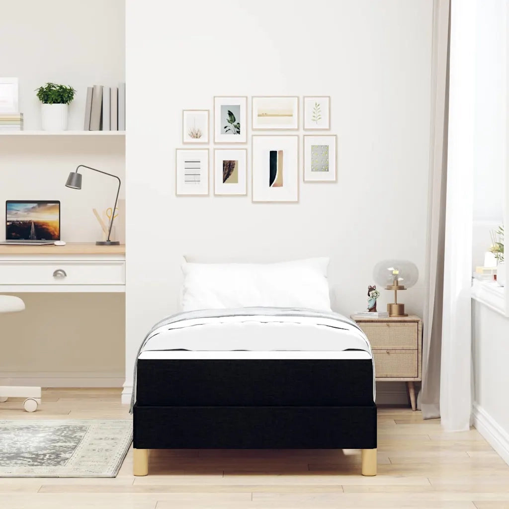 Letto a molle con materasso Nero 100 x 200 cm Tessuto