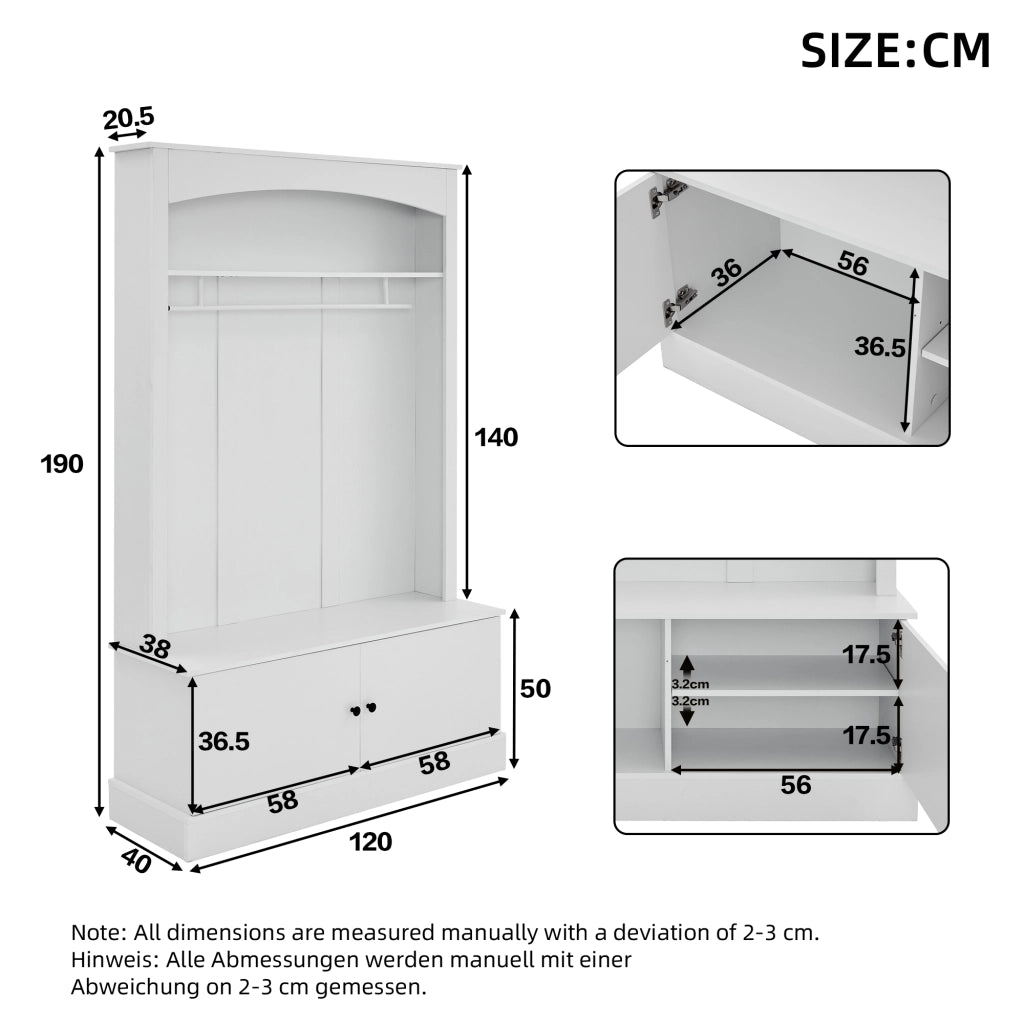 Scarpiera Armadio Ingresso con Panca ¨C MINIMAL ¨C Bianco, Ripiani Regolabili, Salvaspazio