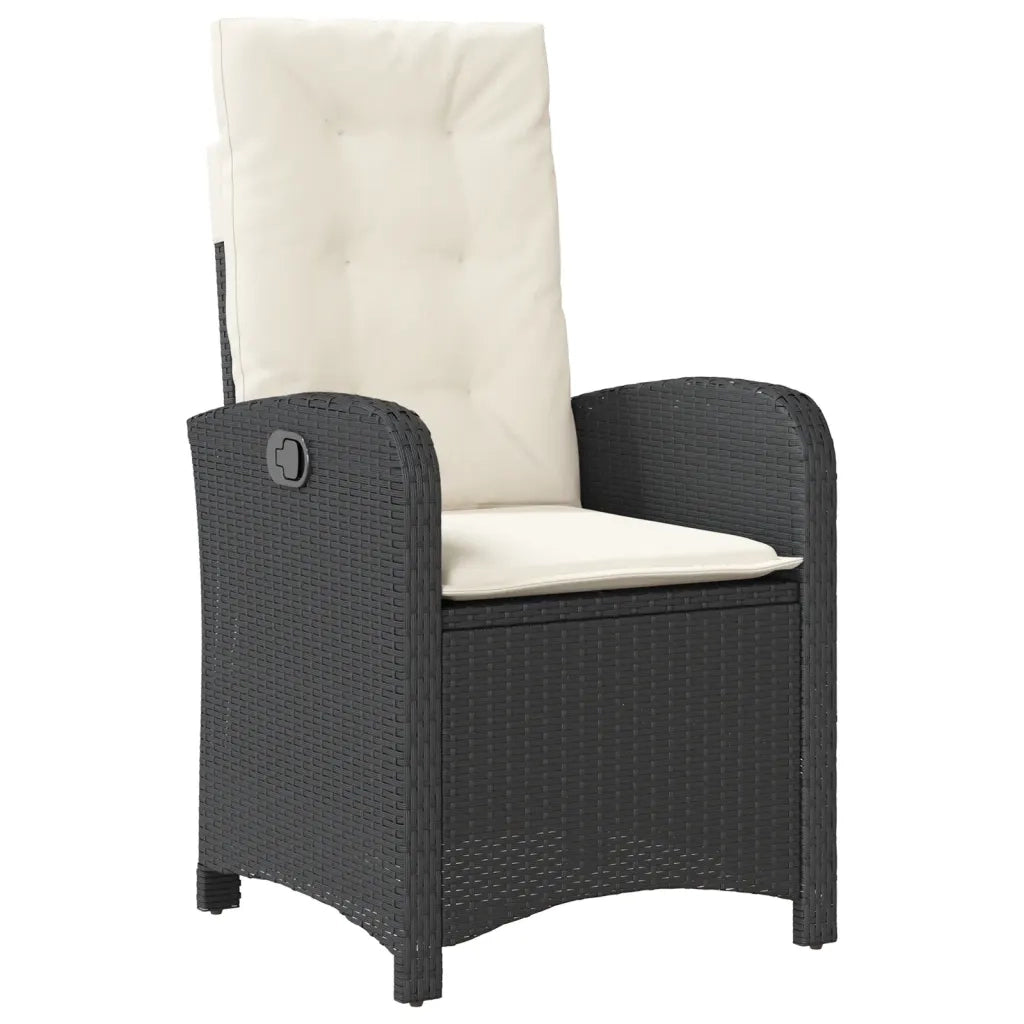 Set da Pranzo da Giardino 5 pz Nero con Cuscini in Polyrattan 3212293