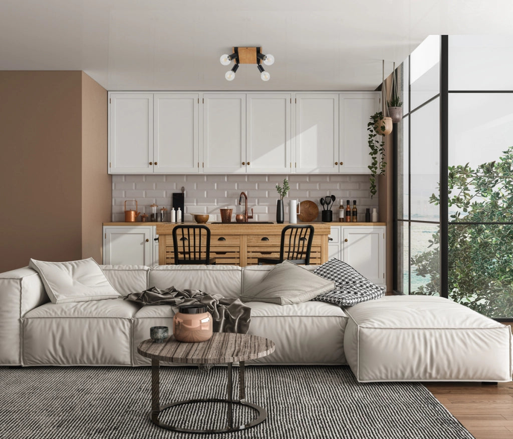 Faretto soffitto 4 luci nero/legno orientabile E27 Italux