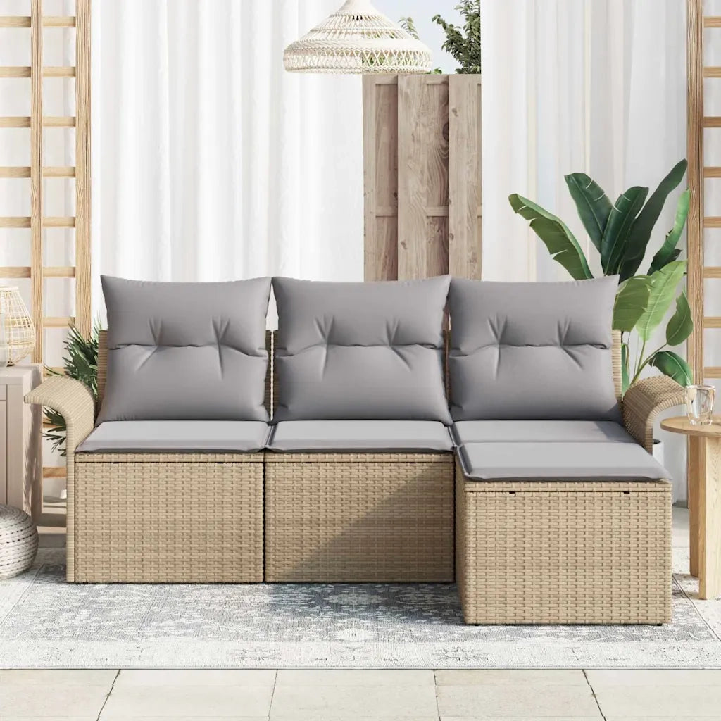 Set di divani con cuscino 4 pcs Beige polyrattan 3345310