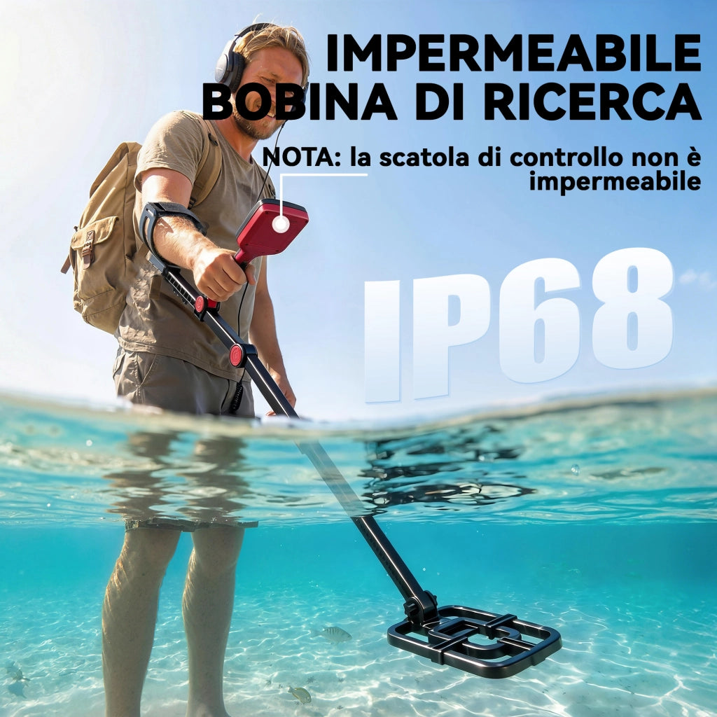 Metal Detector ¨C Minimal ¨C 4 Modalit¨¤, Bobina IP68 Impermeabile, Display LCD