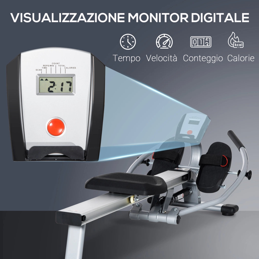 Vogatore 12 Resistenze ¨C Minimal ¨C Monitor Digitale, Alluminio, 160x61x50 cm