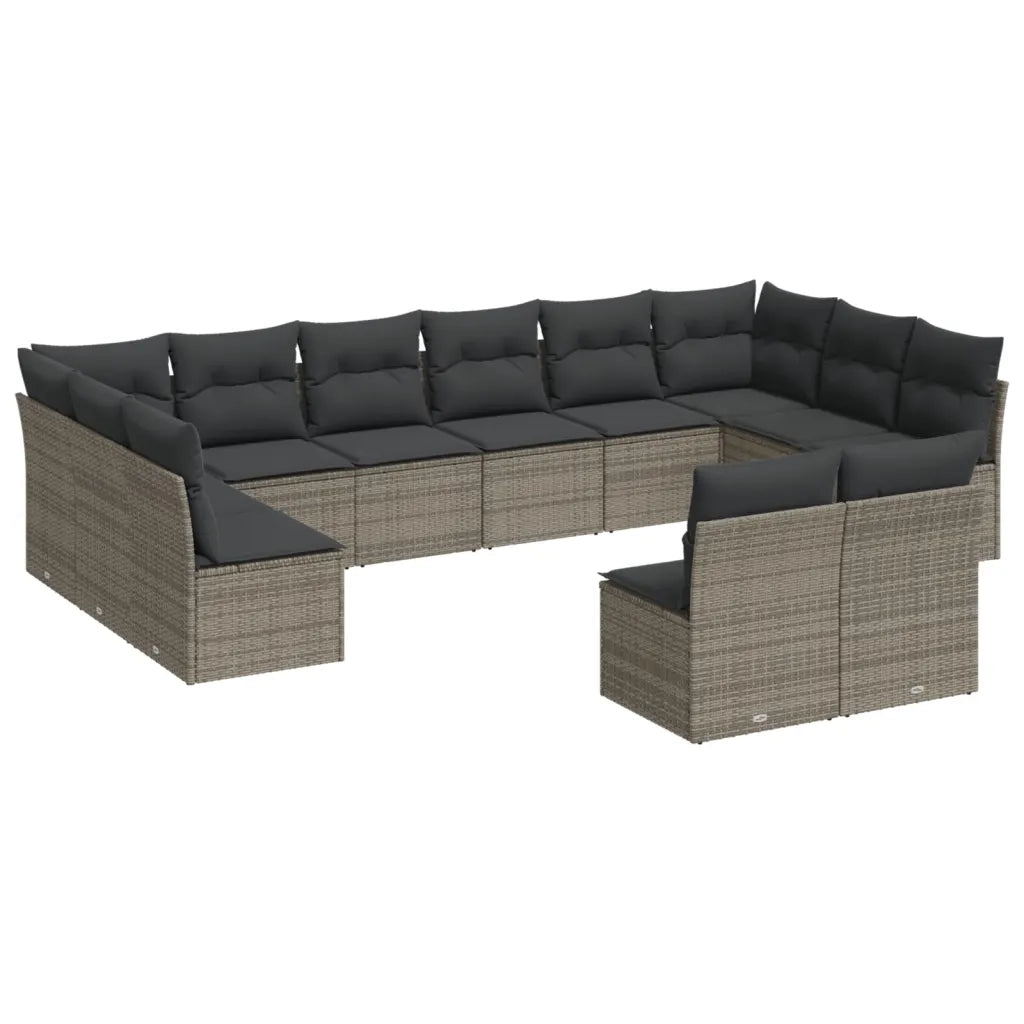 Set Divani da Giardino 12 pz con Cuscini Grigio in Polyrattan 3250209