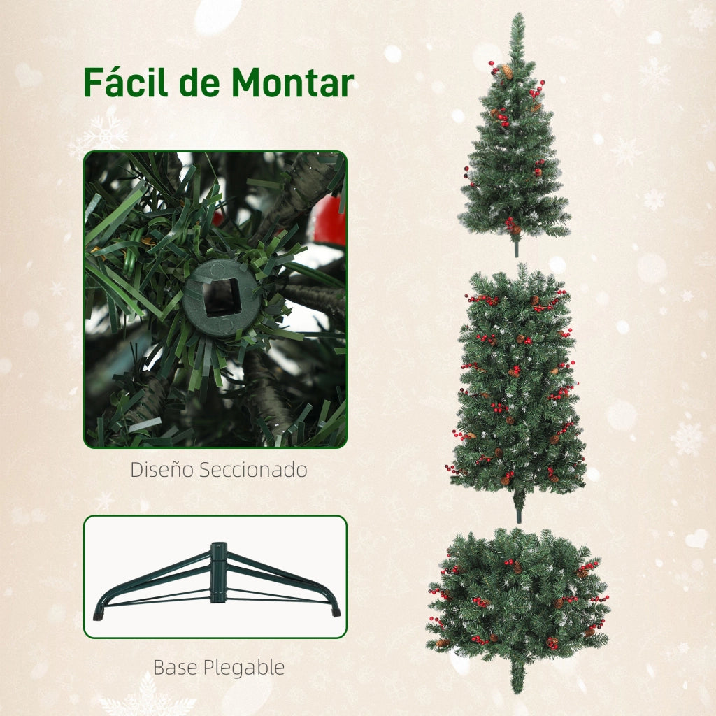 Albero di Natale Artificiale Stretto 230 cm con Luci LED ¨C zephmum ¨C Verde