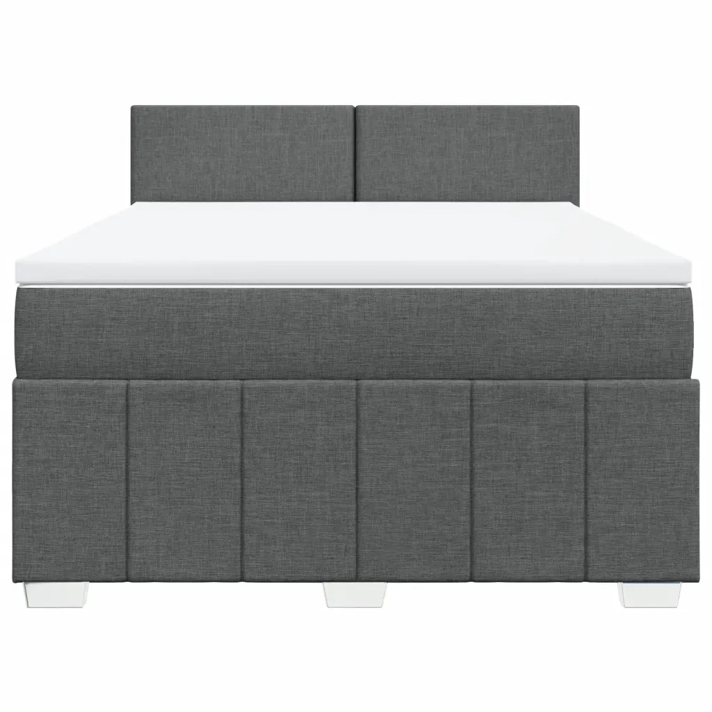 Giroletto a Molle con Materasso Grigio Scuro 160x200 cm Tessuto
