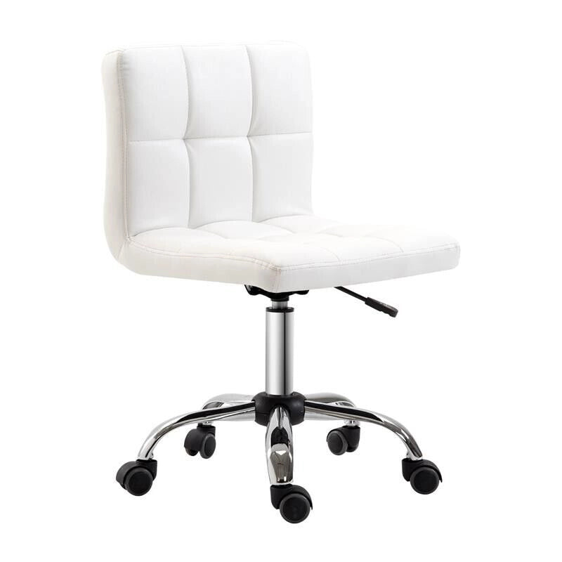 SEDIA GIREVOLE REGOLABILE IN PELLE SINTETICA 46 X 51 X 76-88 CM BIANCA