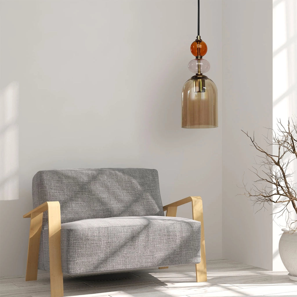 Lampada a sospensione Tropea vetro ambra 1xE27 15W