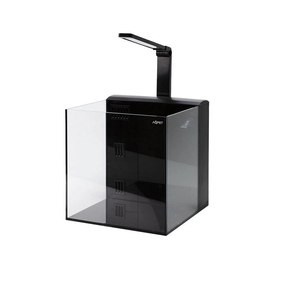 Aqpet Kubic 50 Rear Nero - vasca in vetro extrachiaro cm50×50×50h con filtro posteriore