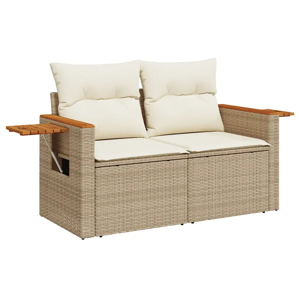 Set Divano da Giardino 5 pz con Cuscini Beige Polyrattan Acacia 3327593
