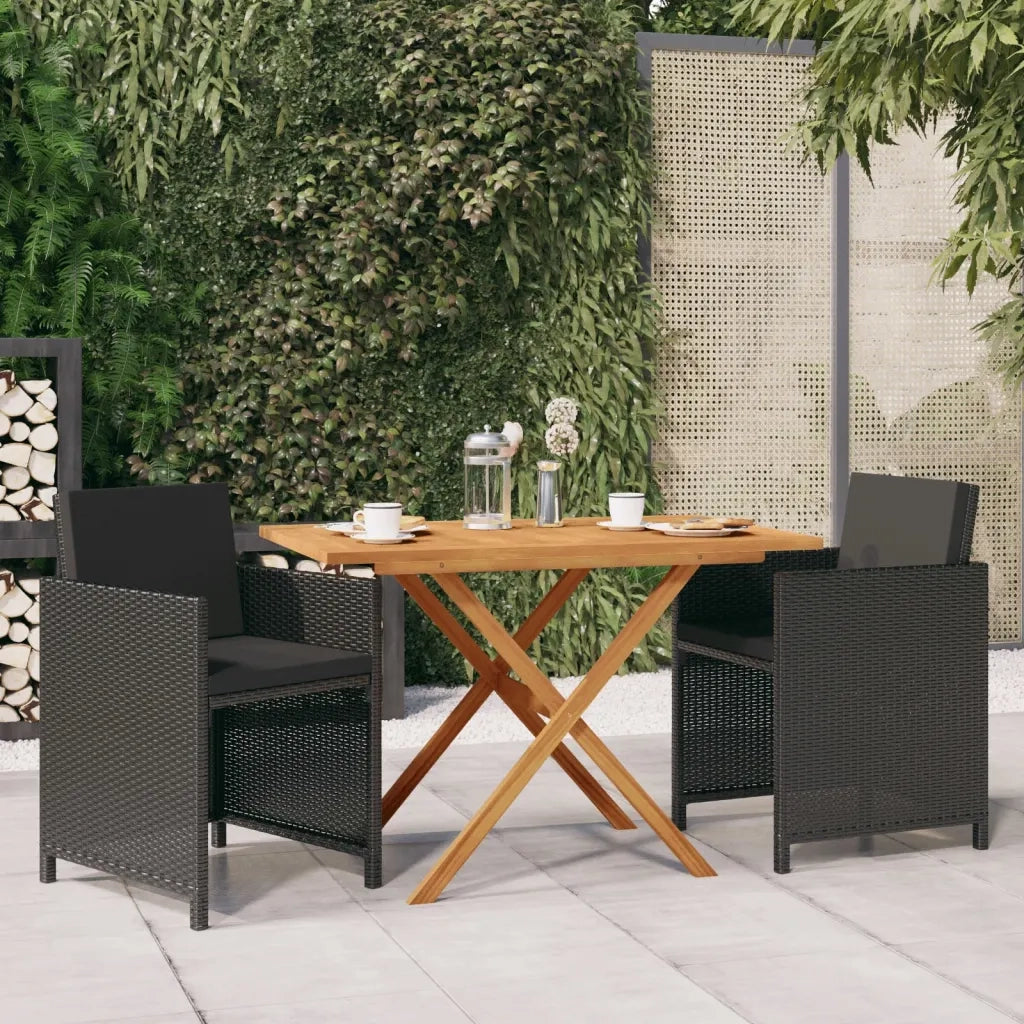 Set da Pranzo da Giardino 3 pz con Cuscini Nero 3094302