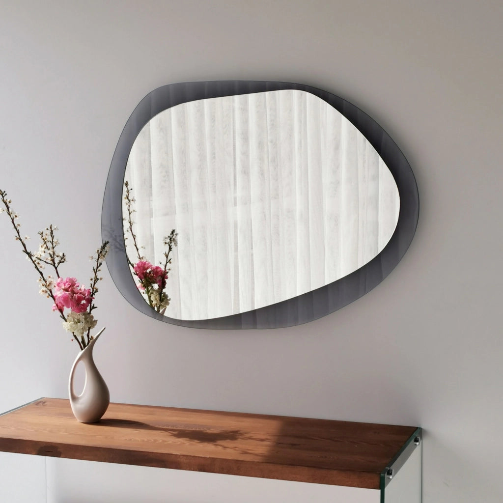 Curti, Specchio Forma Ovale, 55x75h cm Nero Fume