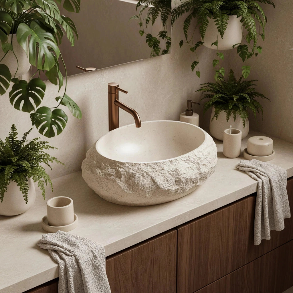 Lavabo Da Appoggio Rea Mika Warm Beige