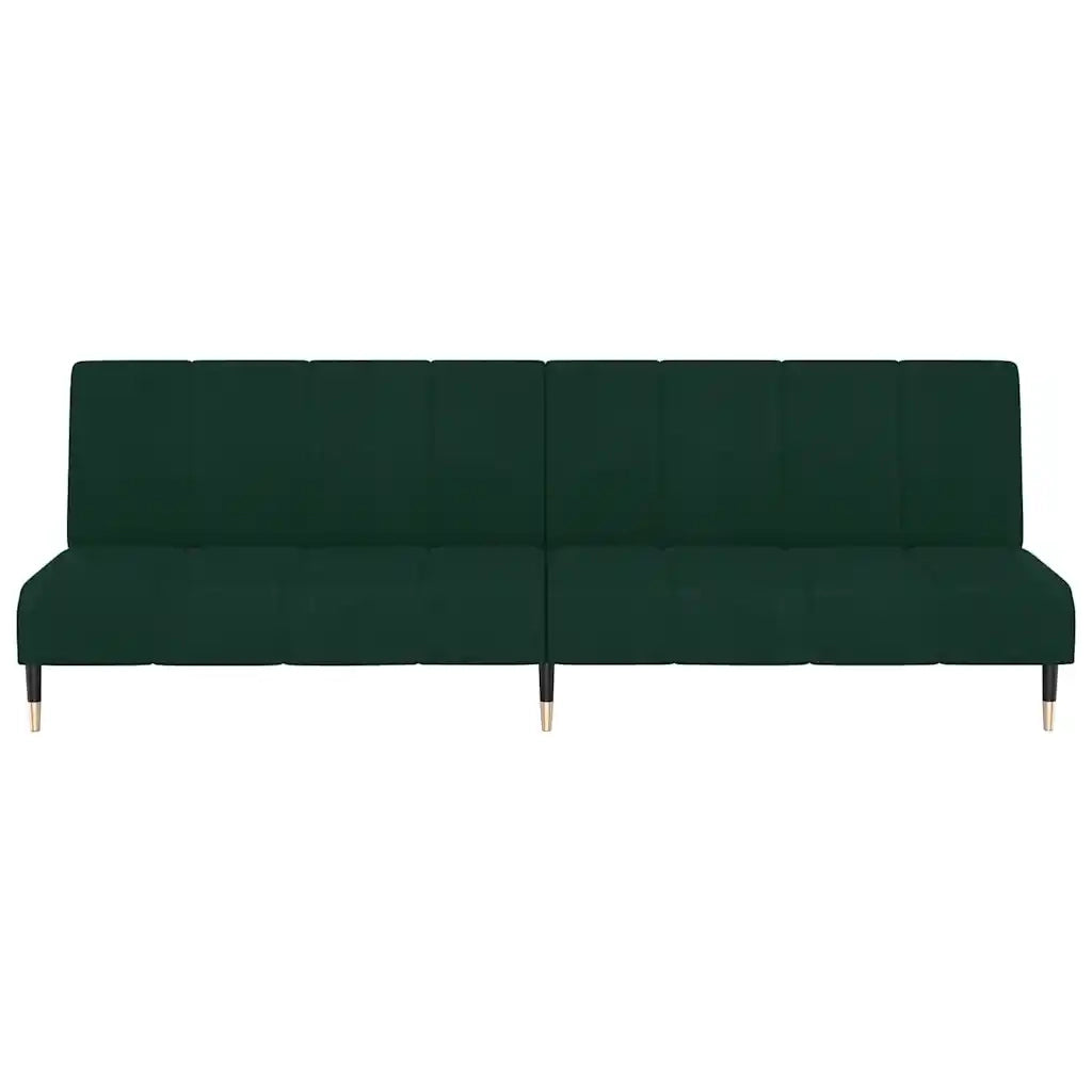 Divano Letto a 2 Posti Verde Scuro in Velluto 375876