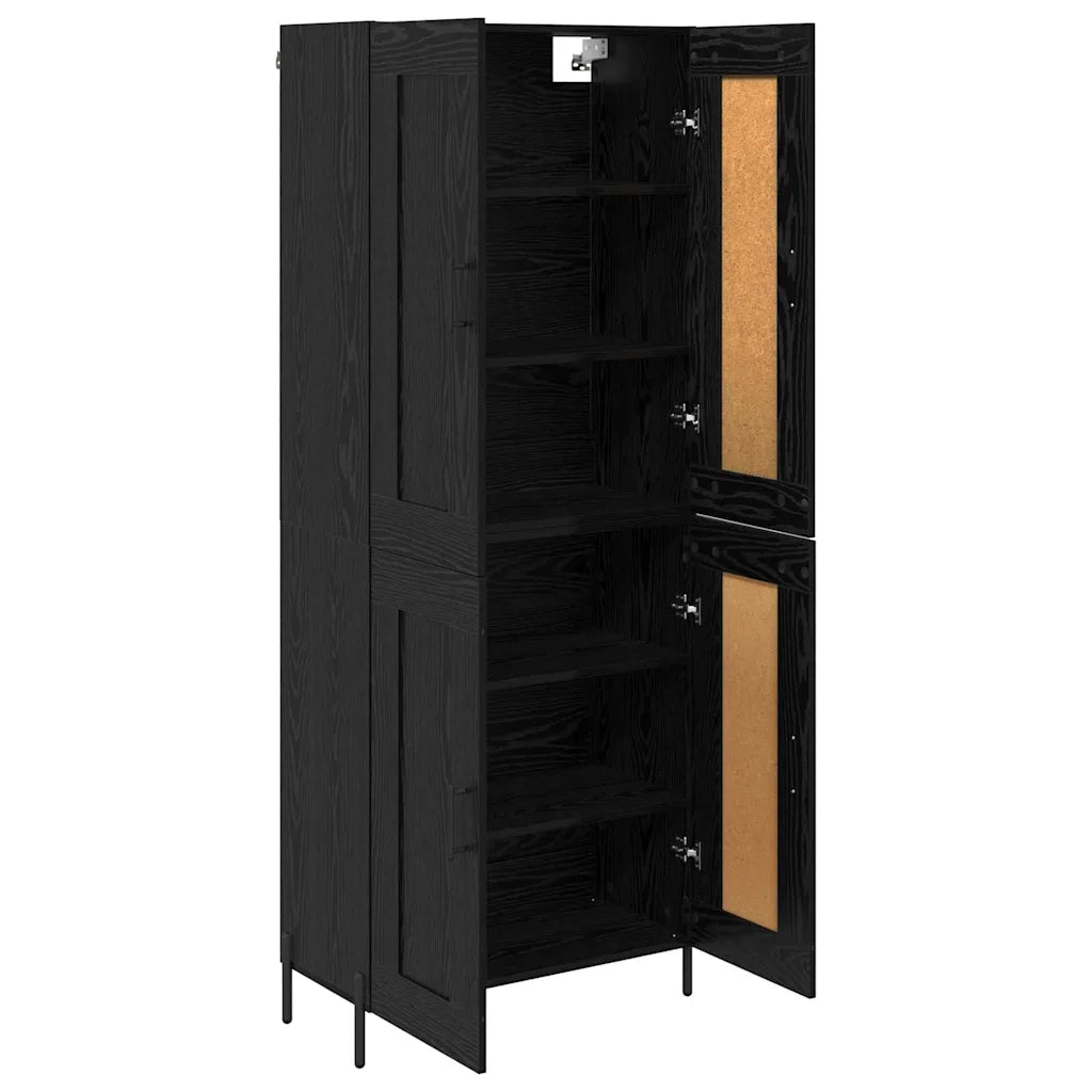Credenza 2 pcs Rovere Nero Legno multistrato 3416060