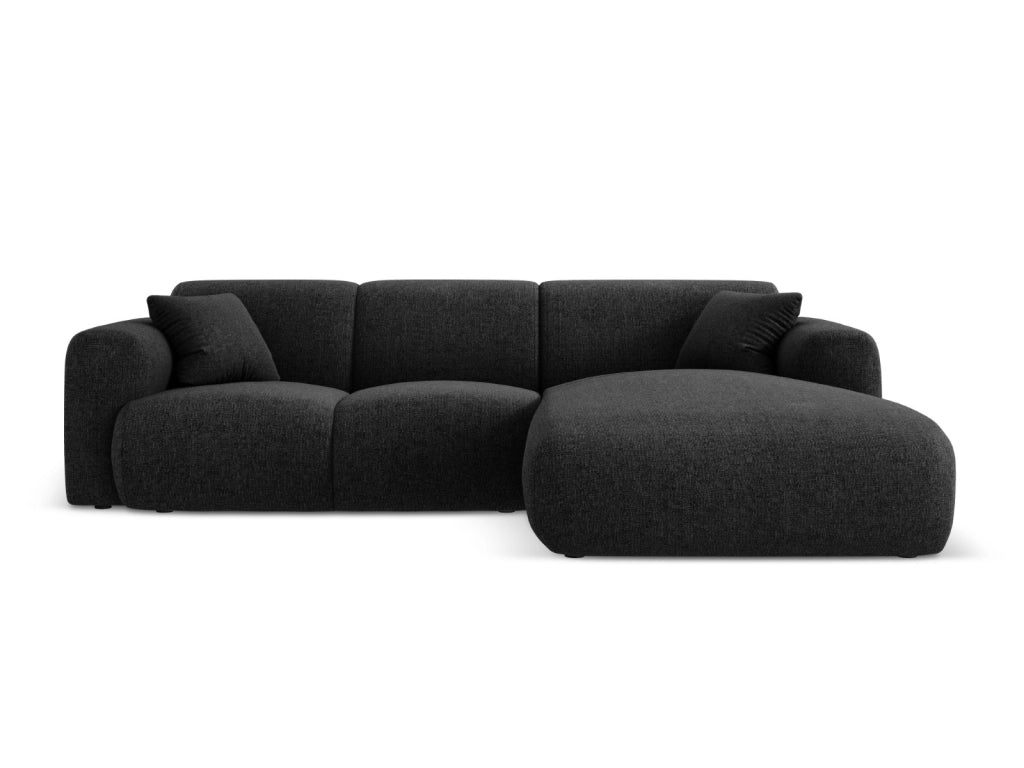 Cosmopolitan Design - Divano angolare destro "Nolio" 4 posti in ciniglia nero 