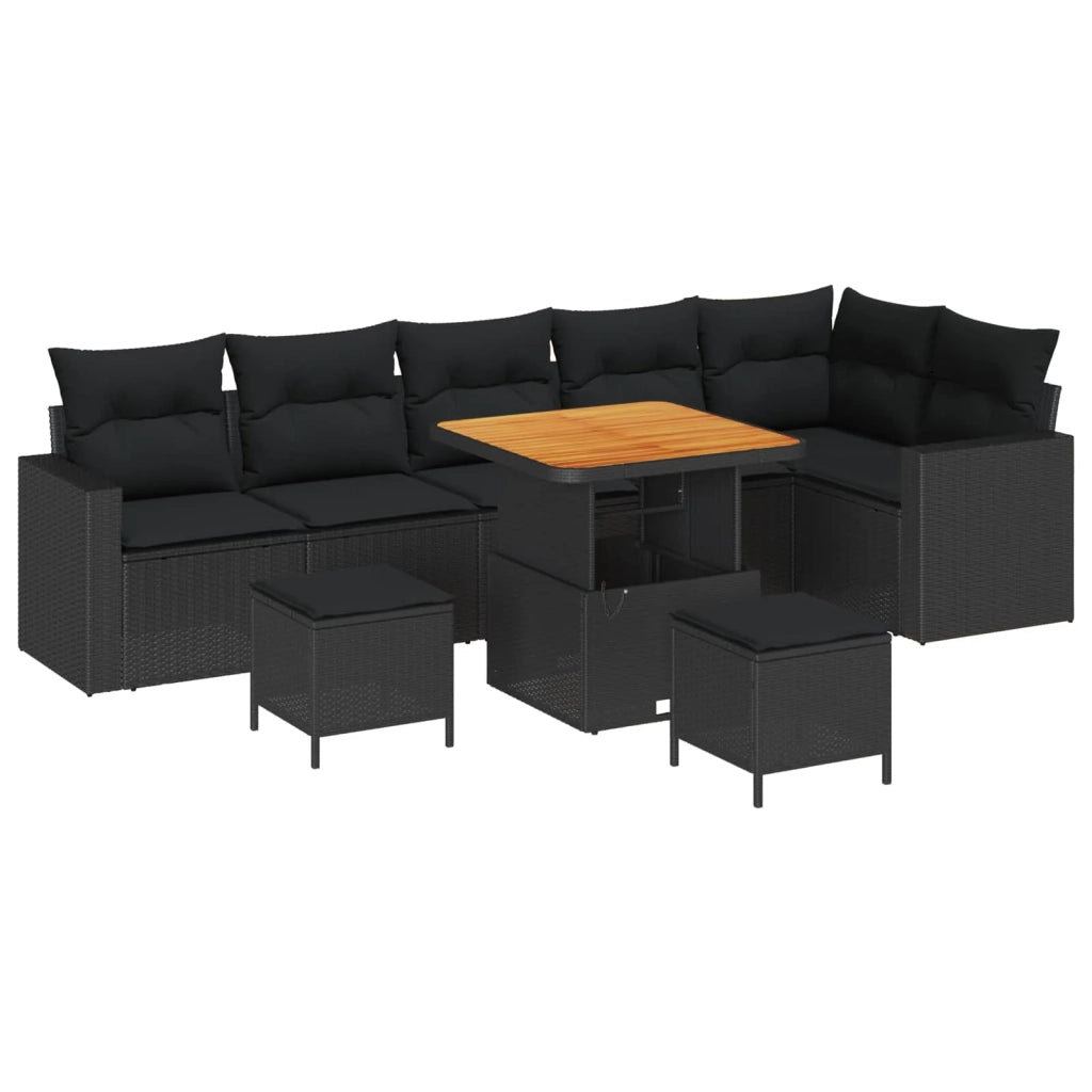 Set Divano da Giardino con cuscino 11 pcs Nero polyrattan 3363579