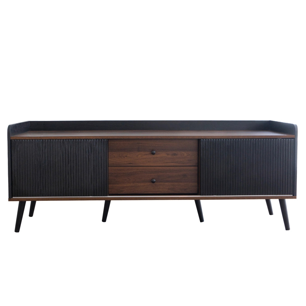 Cassettiera per TV nera e legno; truciolato; lunghezza 160 cm