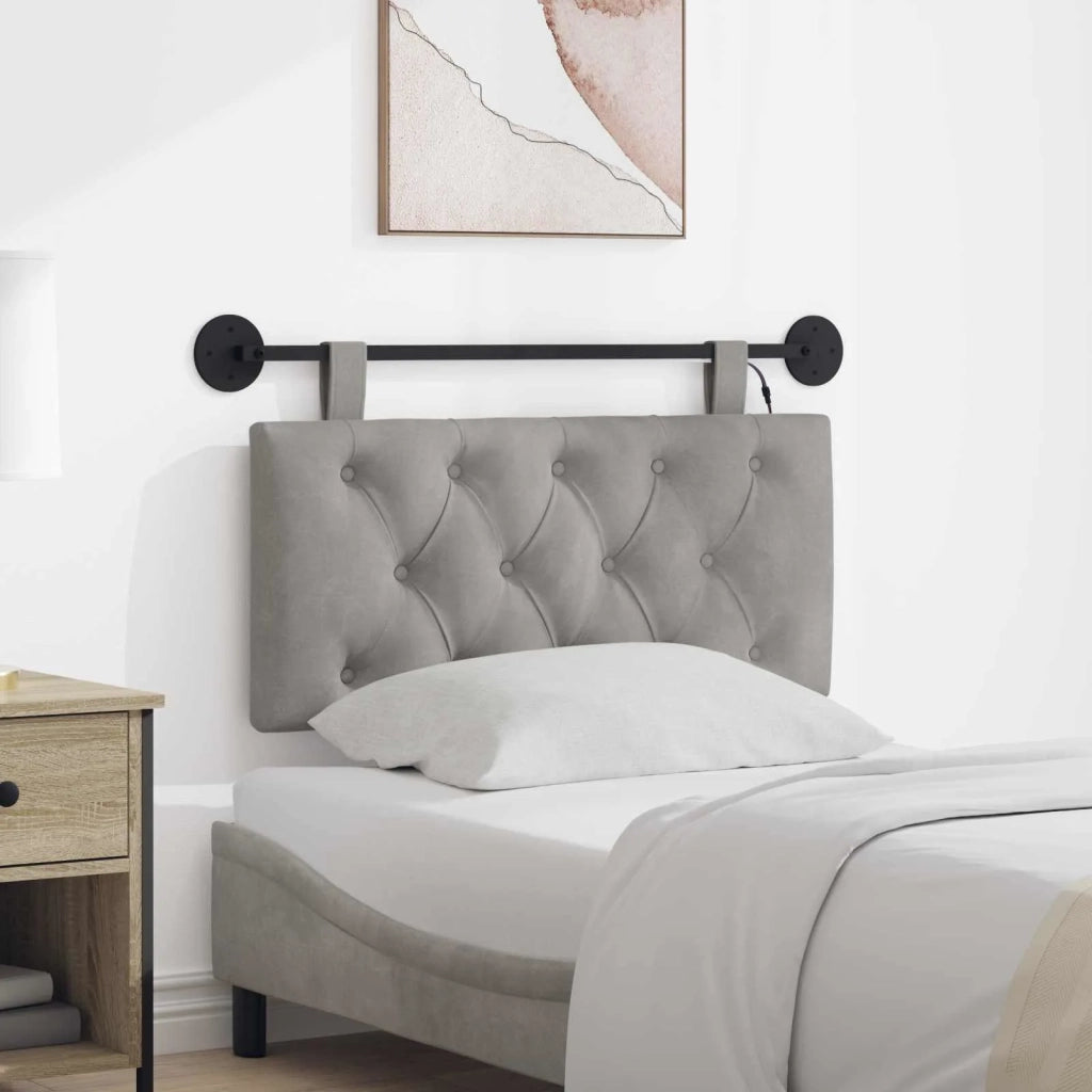 Testiera | Testata sospesa Con luce LED Grigio Chiaro Velluto