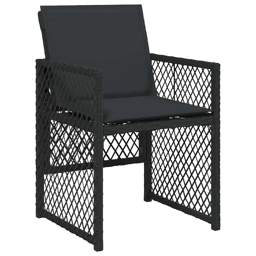 Set da Pranzo da Giardino 17 pz con Cuscini Nero in Polyrattan 3210823